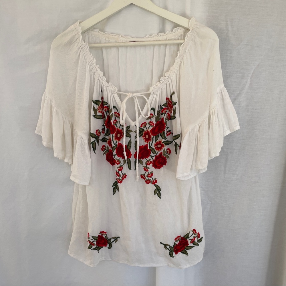 Boho Floral Embroidered Top